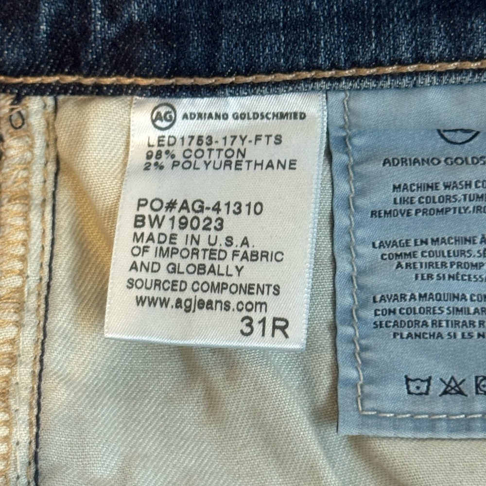 AG The Isabelle High Rise Straight Crop Jeans AG41310 BW 19023 Distressed Sz 31R - Picture 6 of 10